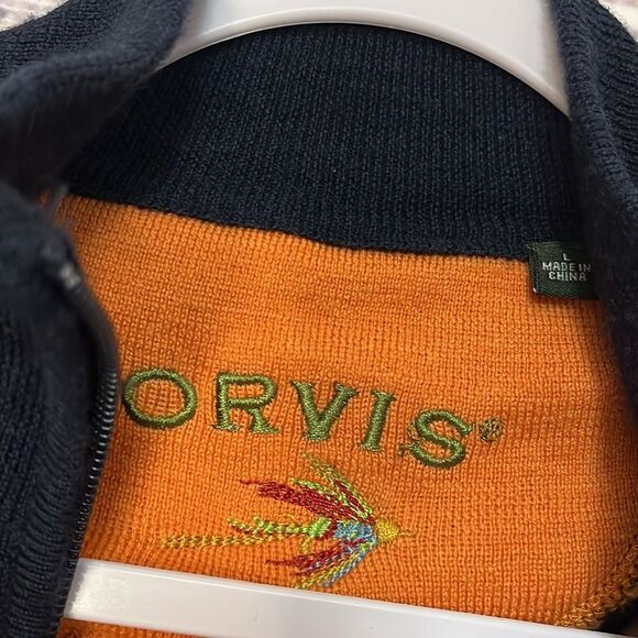 Orvis Merino Wool 1/4 Zip Sweater Vest Men’s Large Navy Blue Golf Fishing Hiking - Picture 6 of 9